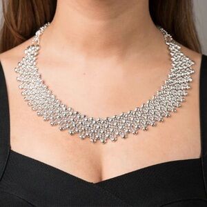 Sergio Gutierrez Liquid Metal by SG beaded mesh necklace. NWOT